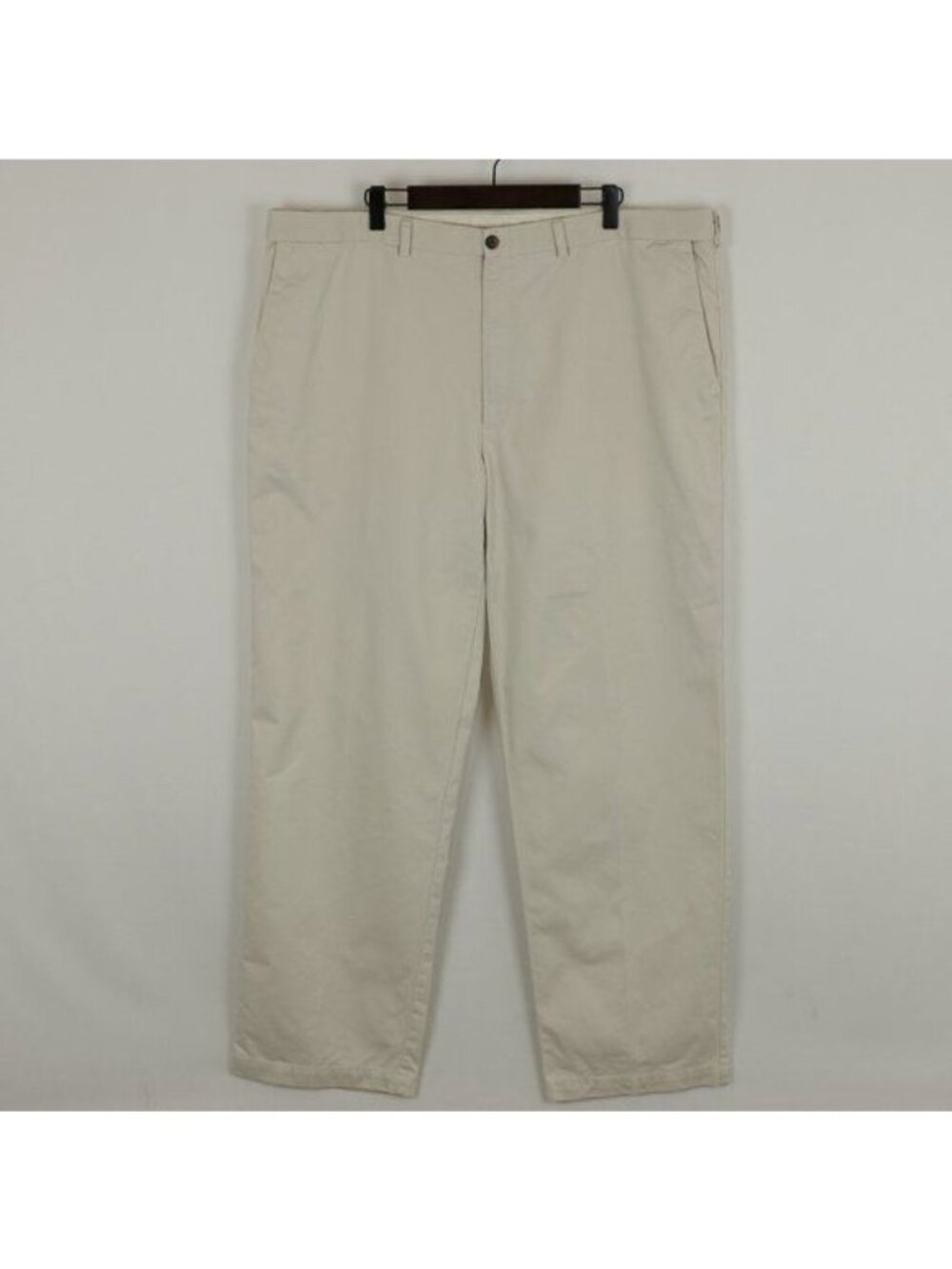 Haggar Men's Size 42x32 Cream Cotton Twill Comfort Waist Flat Front Khaki Pants